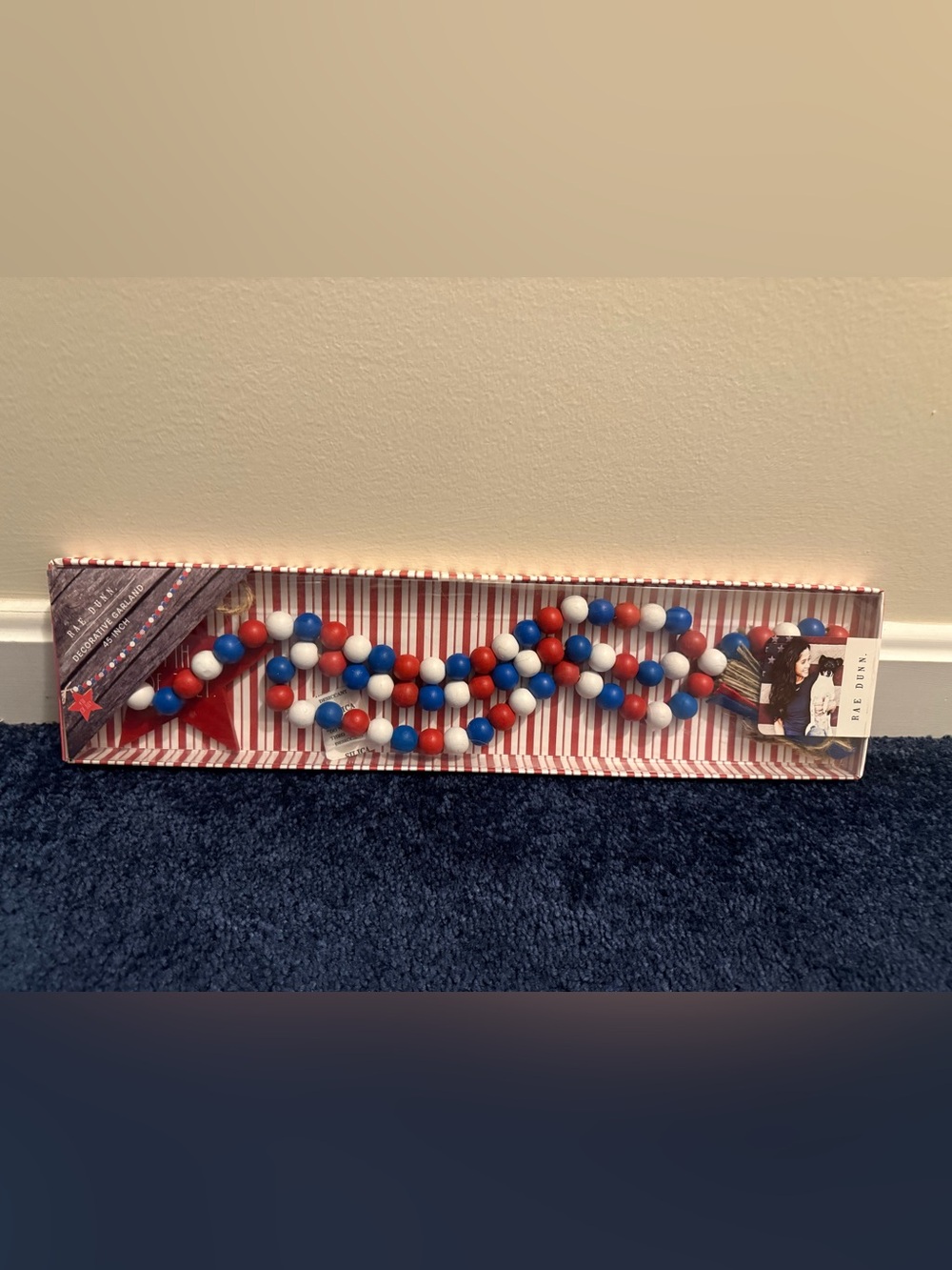 Rae Dunn Red White Blue Bead Garland